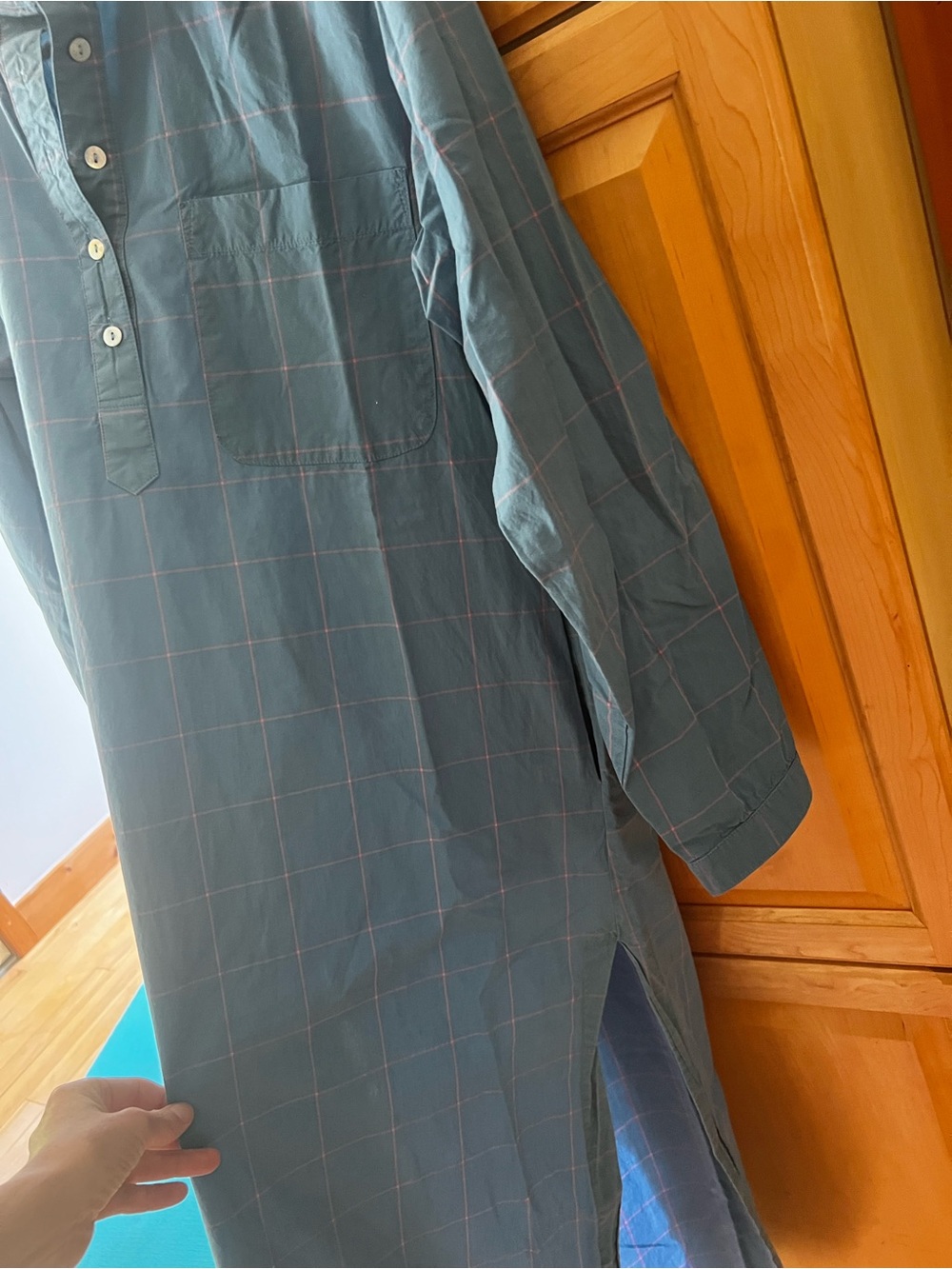 Horses Atelier belted blue dress with thin pink check - Picture 7 of 11